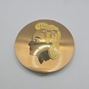 Vintage Elgin Gold Compact Setting Powder Case with Decorative Profile Design